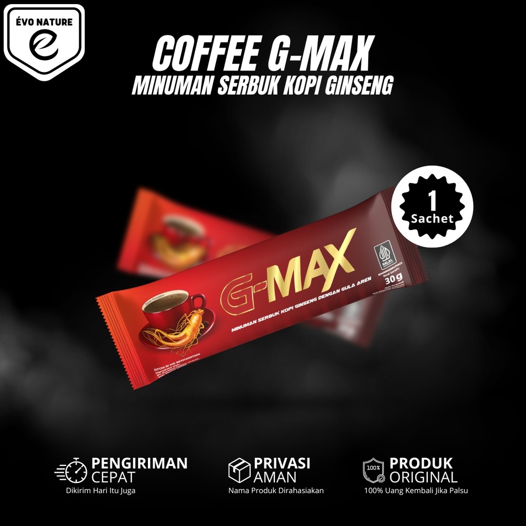 

G-MAX KOPI GINSENG STAMINA TAHAN LAMA PRIA BPOM & HALAL 1 SACHET @30 GRAM