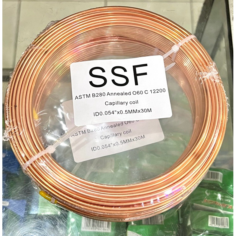 Pipa Kapiler 0.54 Pipa Tembaga Tube Capiler SSF Kulkas AC Kondensor 0.054” x 0.5mm Pipa Selang Temba