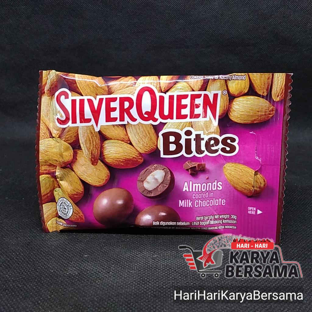 

MAKANAN RINGAN COKLAT SILVER QUEEN BITES ALMOND NUTS 30GR