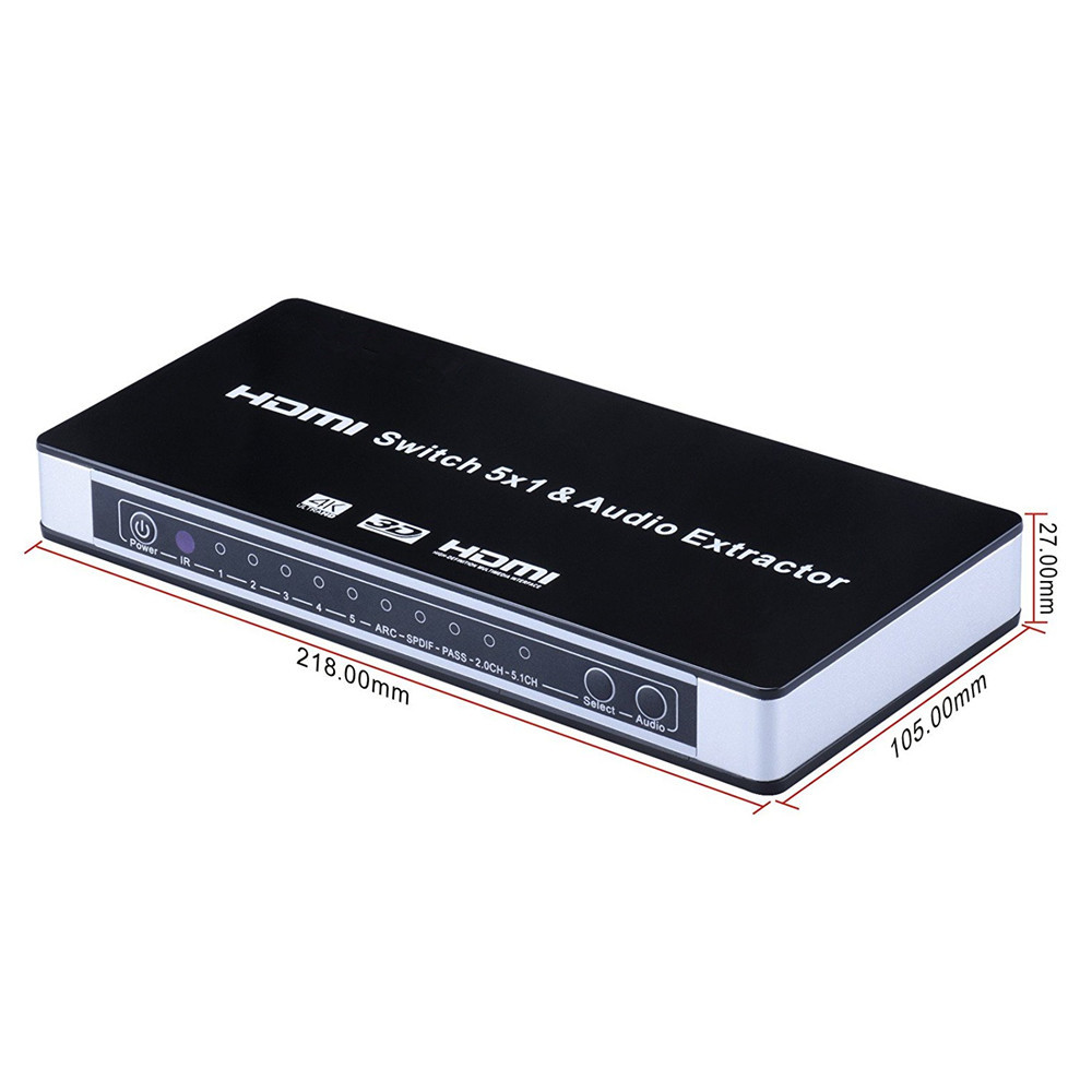 2023 HDMI Switch Switcher 5x1 HDMI Audio Extractor 4Kx2K 3D ARC Audio EDID Setting HDMI 1.4v HDMI Sw