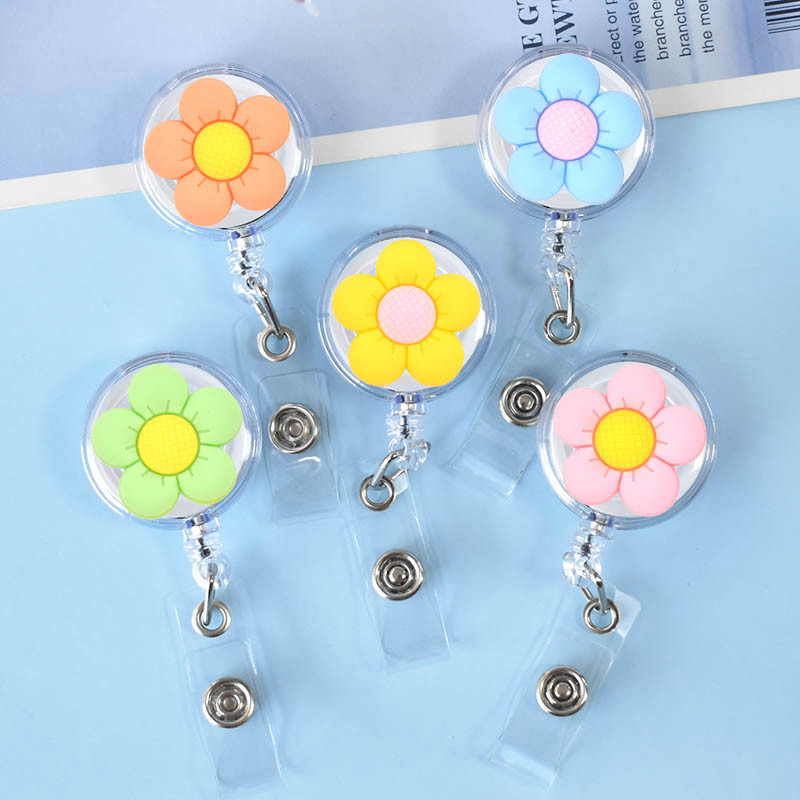 

1PC Colorful Flower Retractable Nurse Chest Badge Reel Clip Holder Students Doctor Work ID Card Holder Accessories Gifts