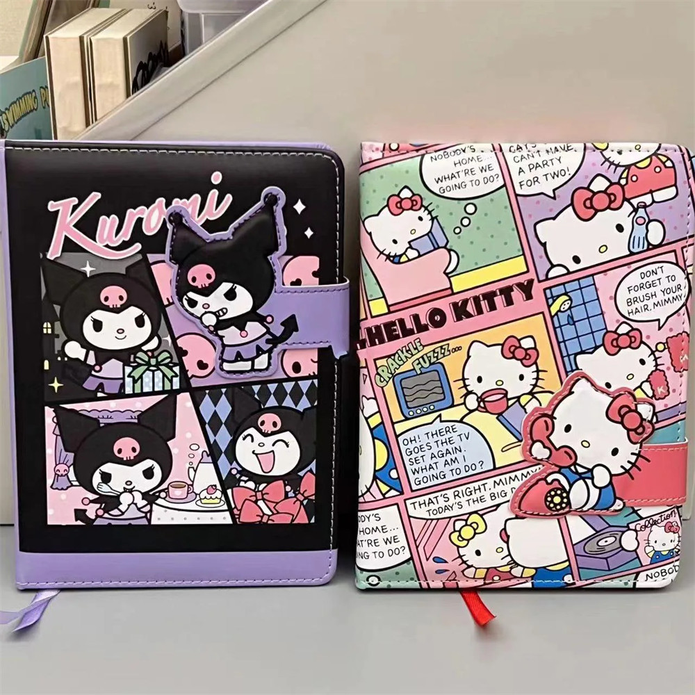 

Kawaii Cartoon Hello Kitty Magnetic Buckle Notebook Cute Kuromi Cinnamoroll Diary Handbooks Stationery Kids Girls Birthday Gifts