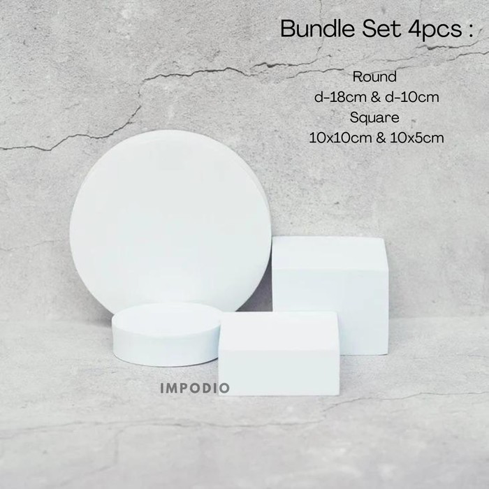 IMPODIO Set 4pcs Round Geometry Photo Props - podium leveling balok kubus bulat tabung lingkaran -  