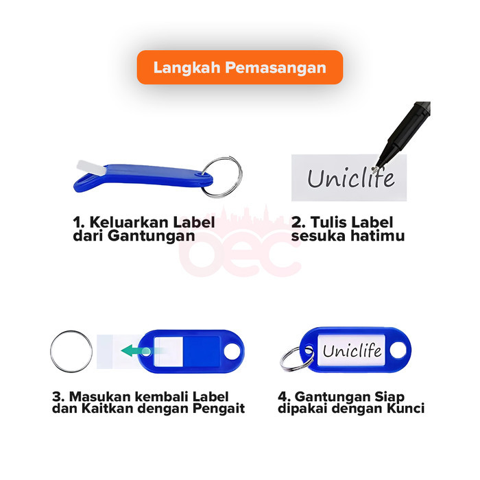 

[BEC] Tag Gantungan Kunci Label Nama | Keychain Ring Name Tag