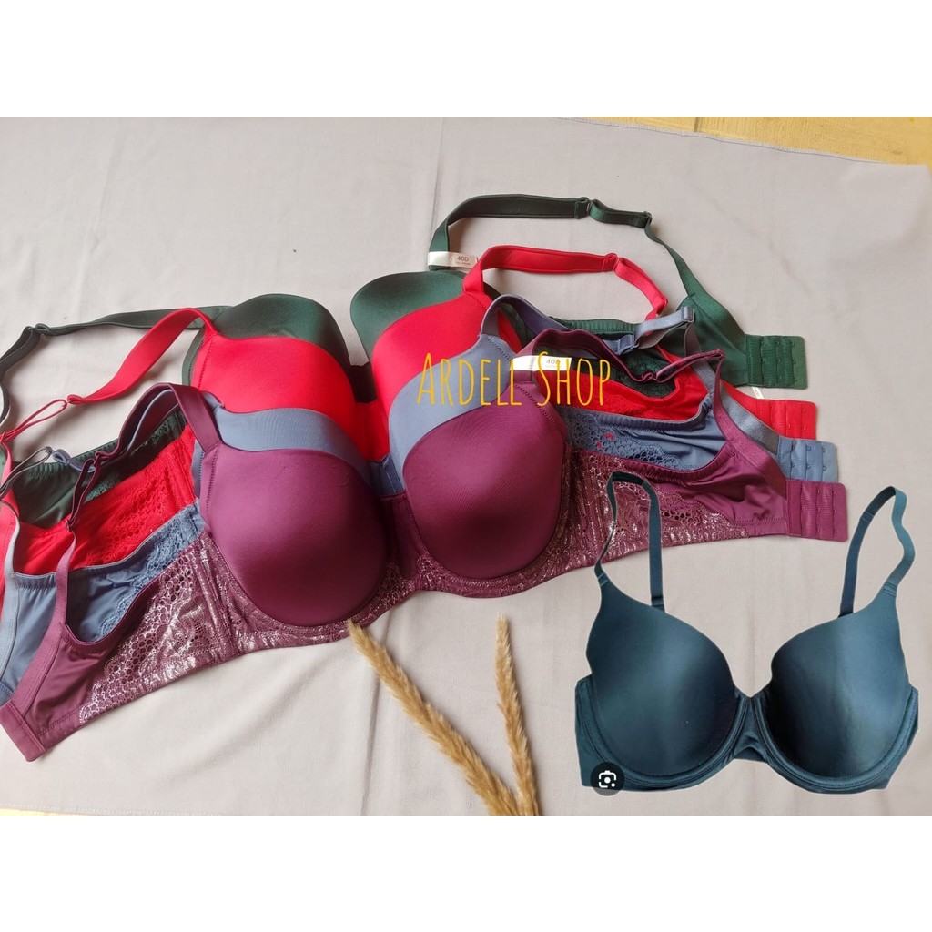 Ambrielle Bra 40D Kawat Full Cup Busa Tipis Hijau Army Green Bra Wanita Dewasa Nyaman - AFF