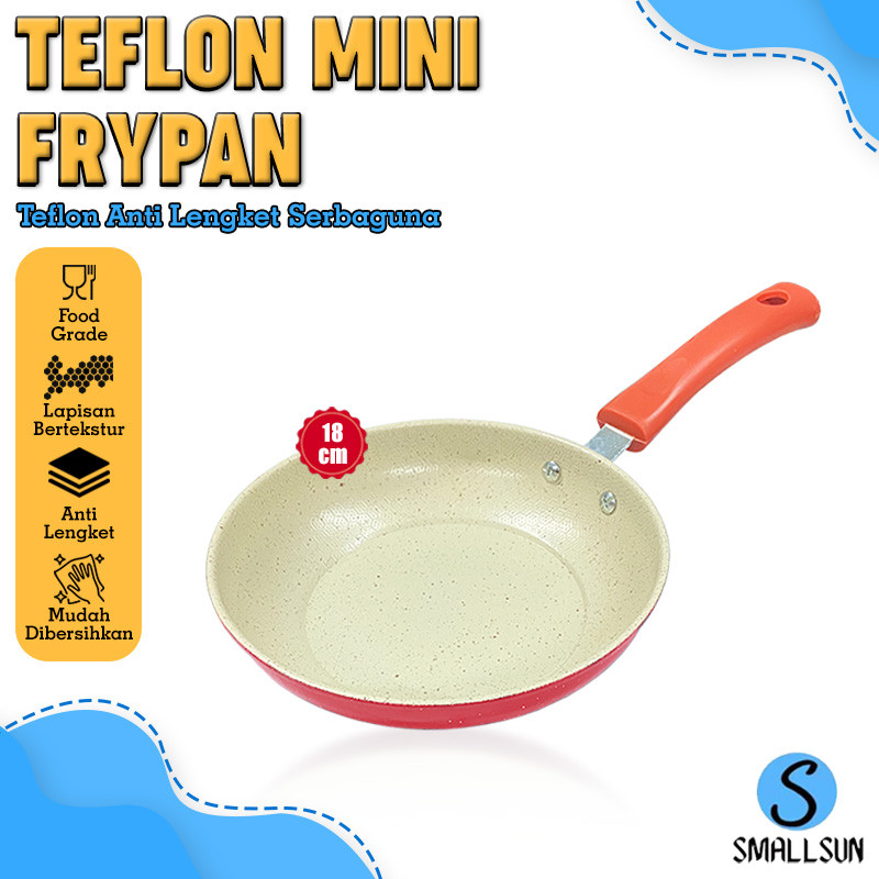 (SS) Panci Teflon Frypan Warna Ukuran 18cm Wajan Penggorengan Kecil Anti Lengket Fry Pan Marble