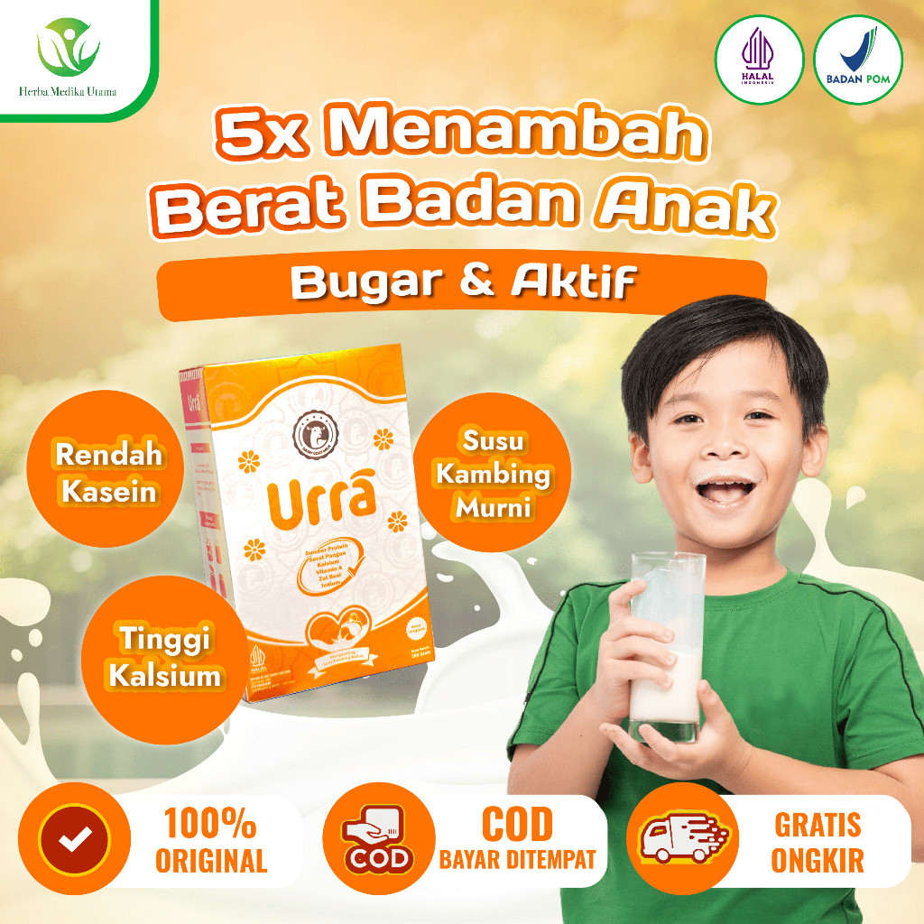 

PAKET 1 BOX YA KAK URRA Susu Kambing Saneen | Penambah Nafsu Makan anak & Menambah Berat Badan Anak | 1 Box