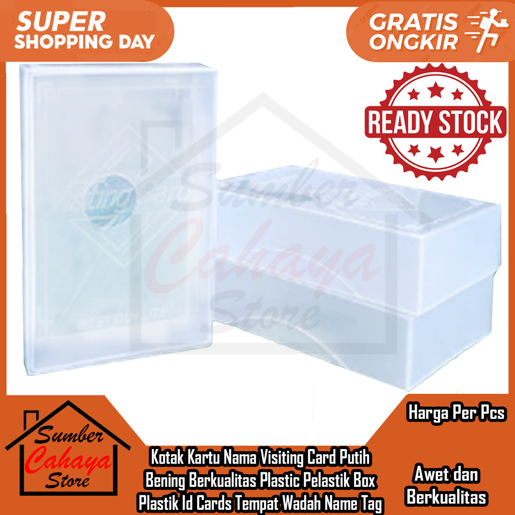 

Kotak ID Card Box Tanda Pengenal Identitas Kartu Nama Visiting Cards Putih Bening Transparan Berkualitas Tempat Simpan Name Tag Lembar Wadah FRZ Kertas Plastic Pelastik PlastiK Holder Acrylic Aklirik
