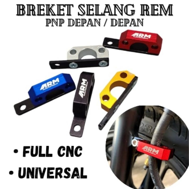 Braket Selang Rem Depan CNC Klem Selang Rem Depan PNP All Honda Yamaha Vario Beat Scoopy Genio Aerox