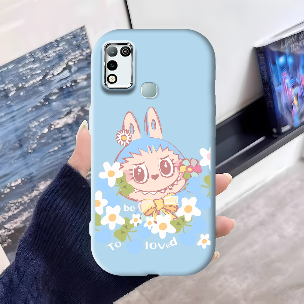 Infinix Hot 10 Play 11 Play Cute Labubu Flower Pattern Silver Edge Lens  Soft Silicone Phone Case HP