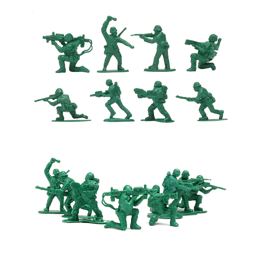 ViiKONDO Army Men Toy Soldier 1/72 Mini Plastic Action Figure Random Poses Green Tiny Troops Fun Tab