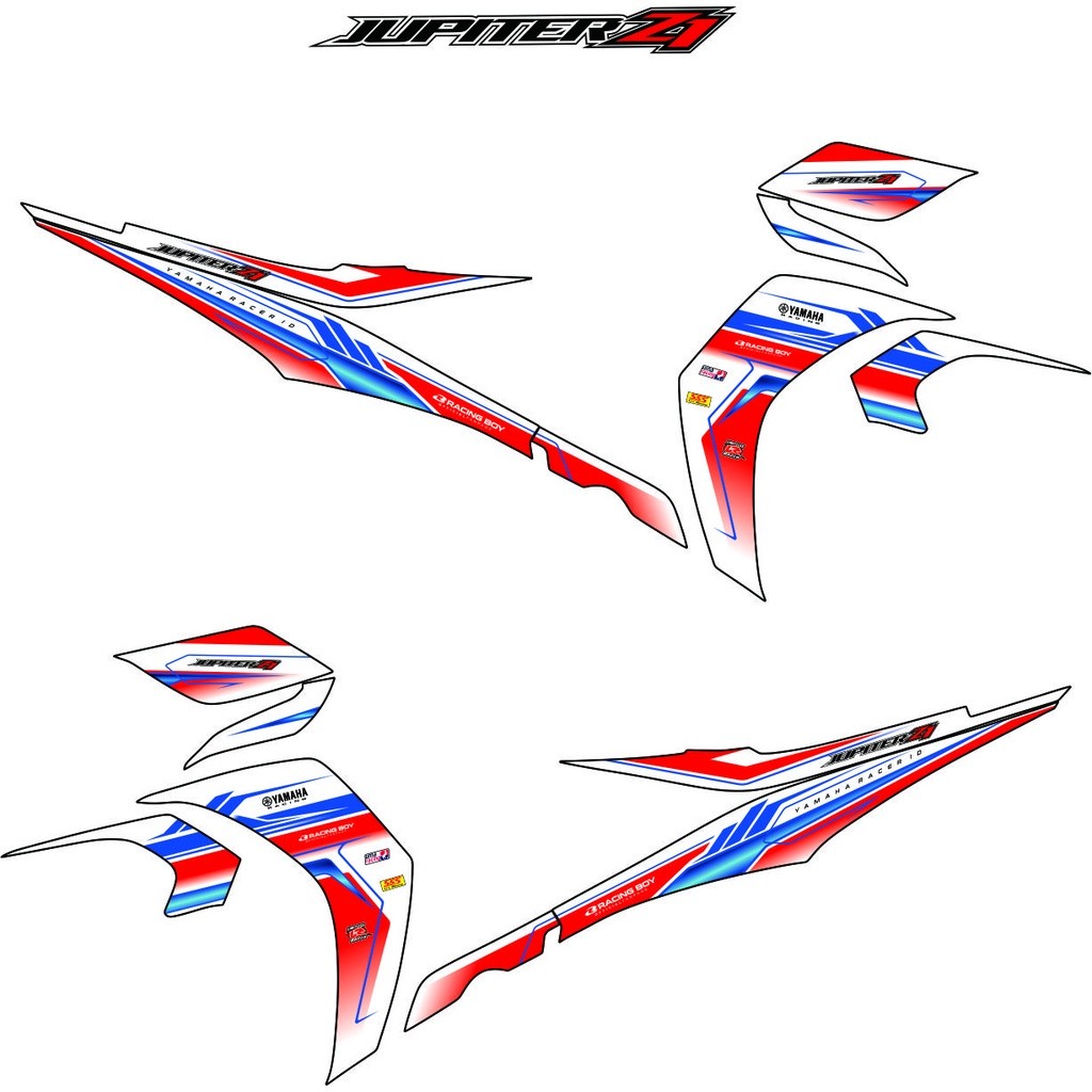 Striping Variasi Motor Yamaha Jupiter Z1 Fi New Stiker Motif Racing Style Putih Merah Variasi New St