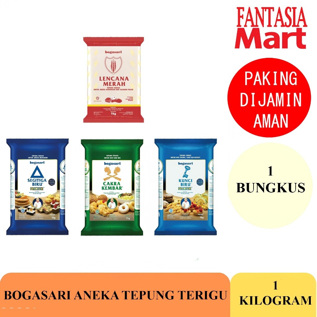 

BOGASARI ANEKA TEPUNG TERIGU 1 KILOGRAM FANTASIA DENGAN PAKING AMAN