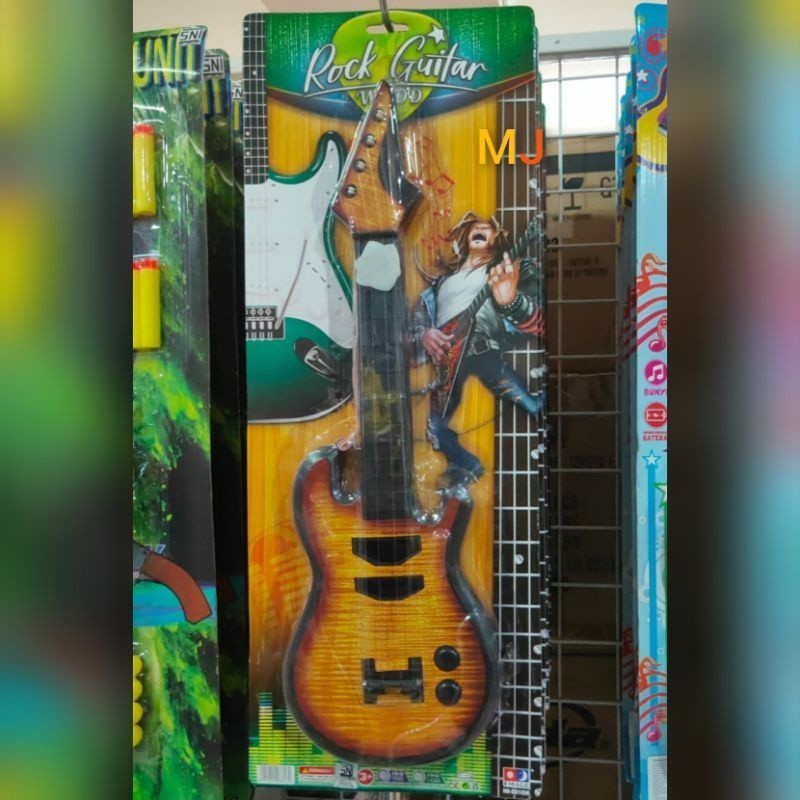 Mainan anak gitar plastik model kayu keren im 8816