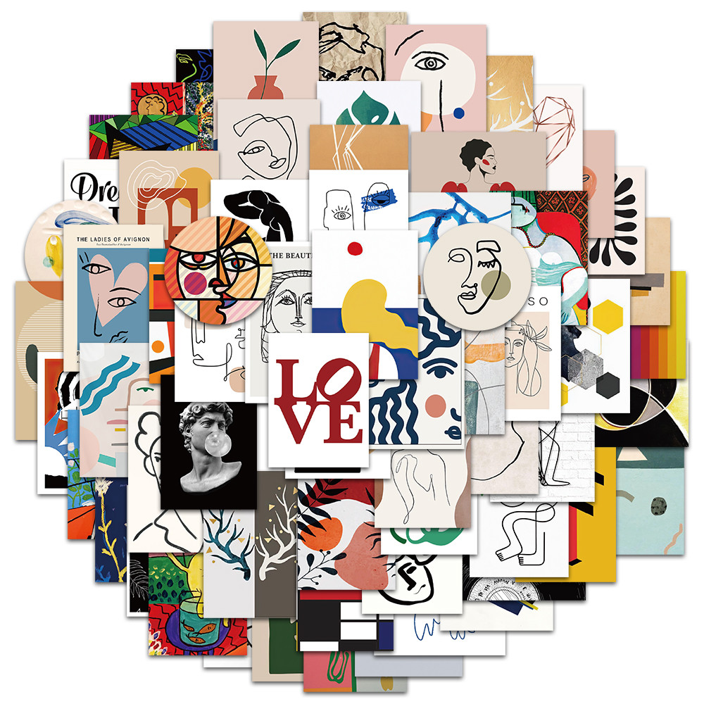 

65pcs Abstract Painting Works Classic Art Aesthetic Stickers Graffiti Kids Toy Skateboard Phone Laptop Luggage Decal Sticker