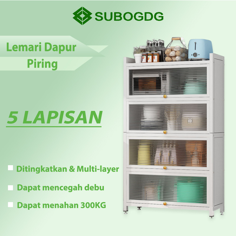 SUBOGDG Lemari Piring Tertutup/Rak Piring Minimalis/Lemari Dapur Minimalis/Rak Dapur Serbaguna/Rak P