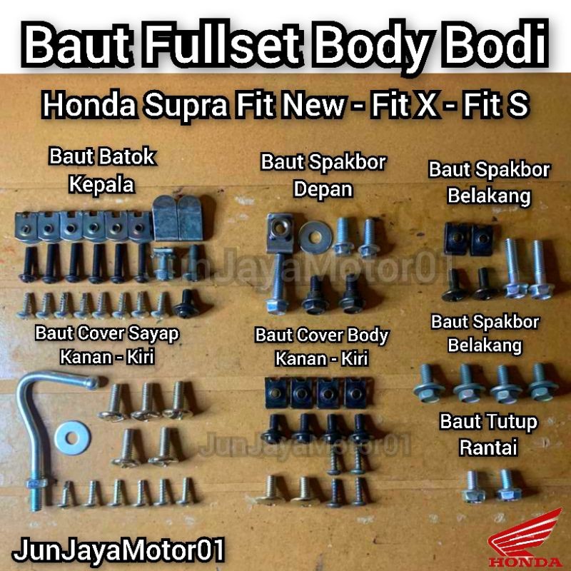 COD / Promo / Original / Baut Lengkap Full Set Body Honda Supra Fit New - Fit X - Fit S 2006 - 209 /