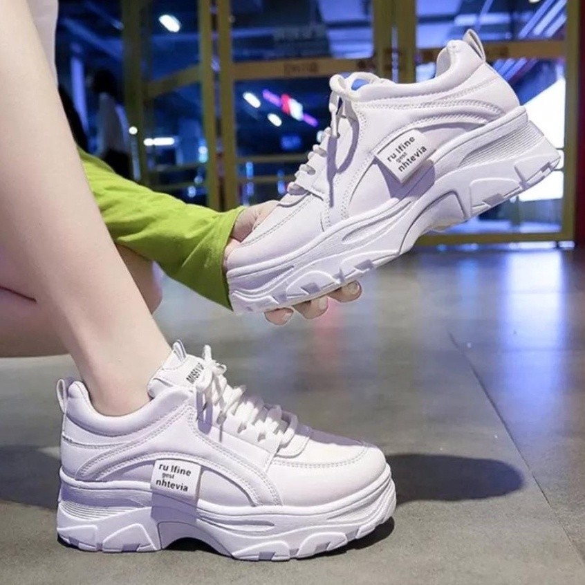 xql - Sneakers Putih Platform Tinggi Korean Style UFLINE/Sepatu Sneakers Korea Wanita Stephany Bhano