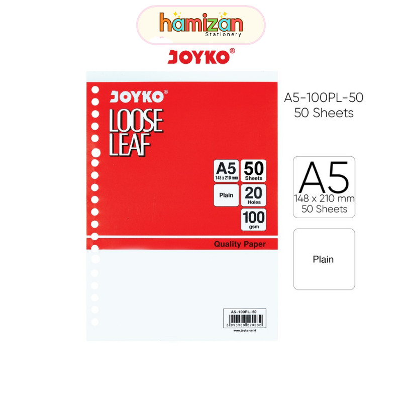 

Kertas Loose Leaf A5 50 polos / Kertas File Plain isi 50 lembar Joyko