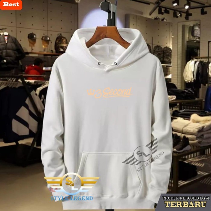 hoodie pria keren hoodie 3second/jaket hoodie pria/wanita/ hoodie distro 3second 06 - S, Putih