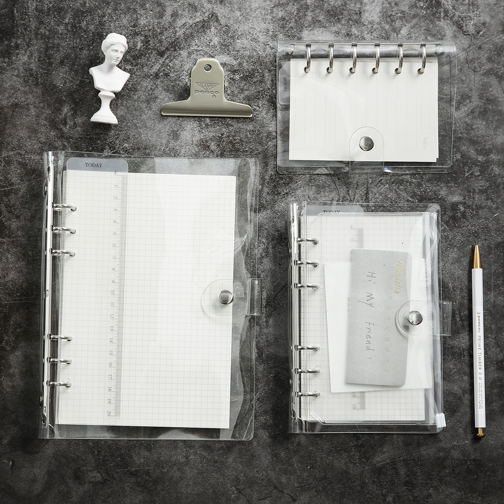 

PVC A5 A6 A7 Soft Clear Binder Cover Shells 6-Ring Loose Leaf Notebook Folder Diary School Office Supplies Stationery