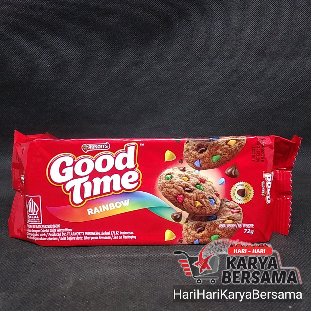 

MAKANAN RINGAN BISKUIT ARNOTT'S GOOD TIME COOKIES RAINBOW 72GR