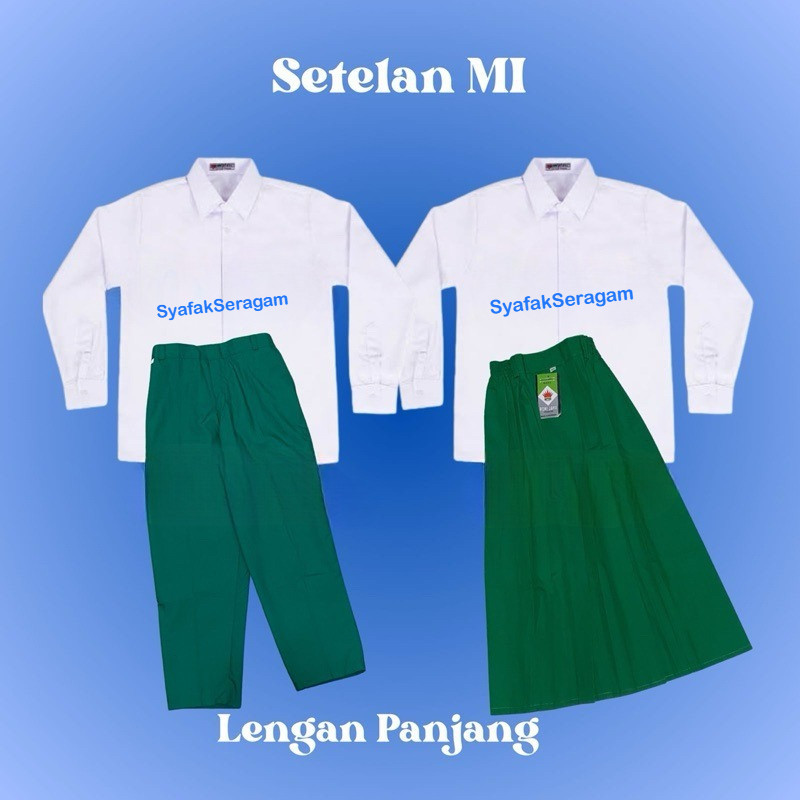seragam sekolah setelan MI panjang lengkap seragam MI