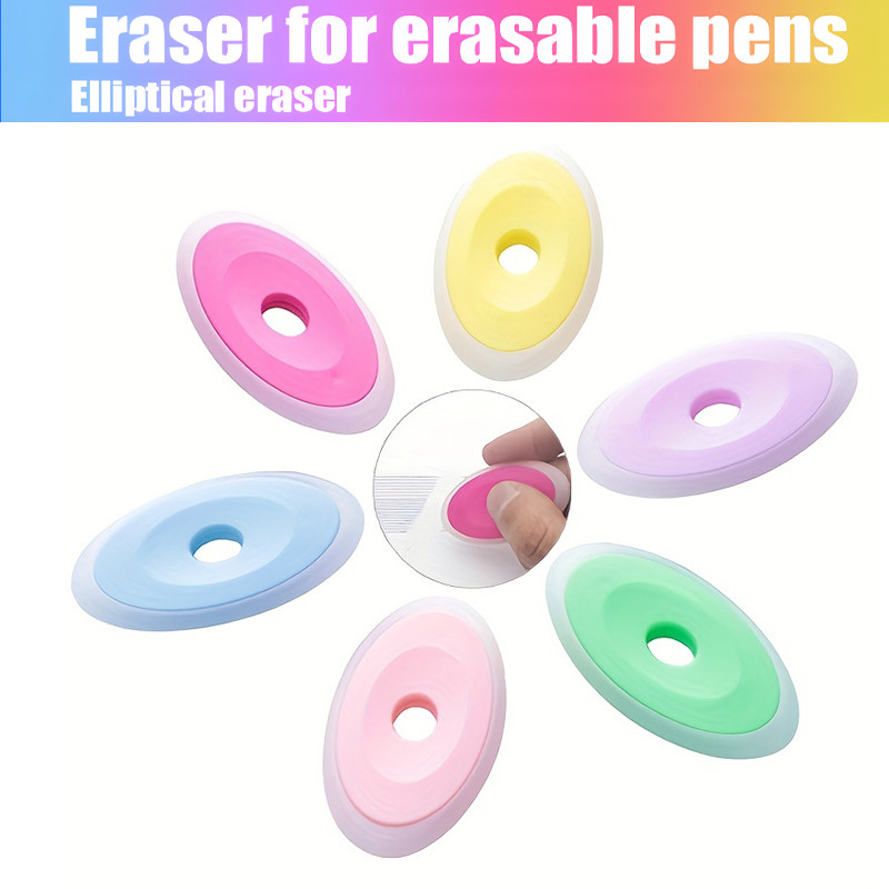 

12pcs Special Rubber for Erasable Pen Colored Oval Eraser for Erasable Gel Pen Correction Supplies Office Stationery Accessory