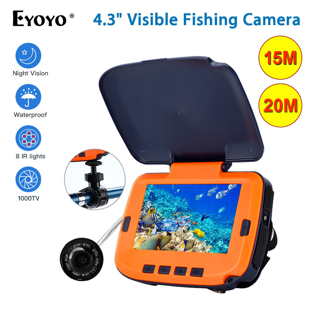 EYOYO 15M/20M 1000TVL Fish Finder Underwater Ice Fishing Camera 4.3" LCD Monitor 8PCS LED Night Visi