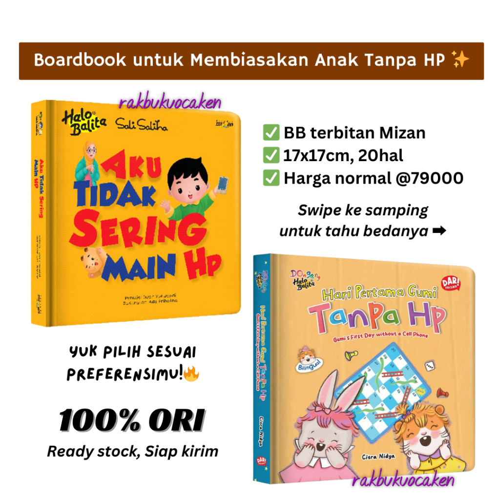 BOARDBOOK Untuk Membiasakan Anak Tanpa HP: Halo Balita Sali Saliha Aku Tidak Sering Main HP / Dongen
