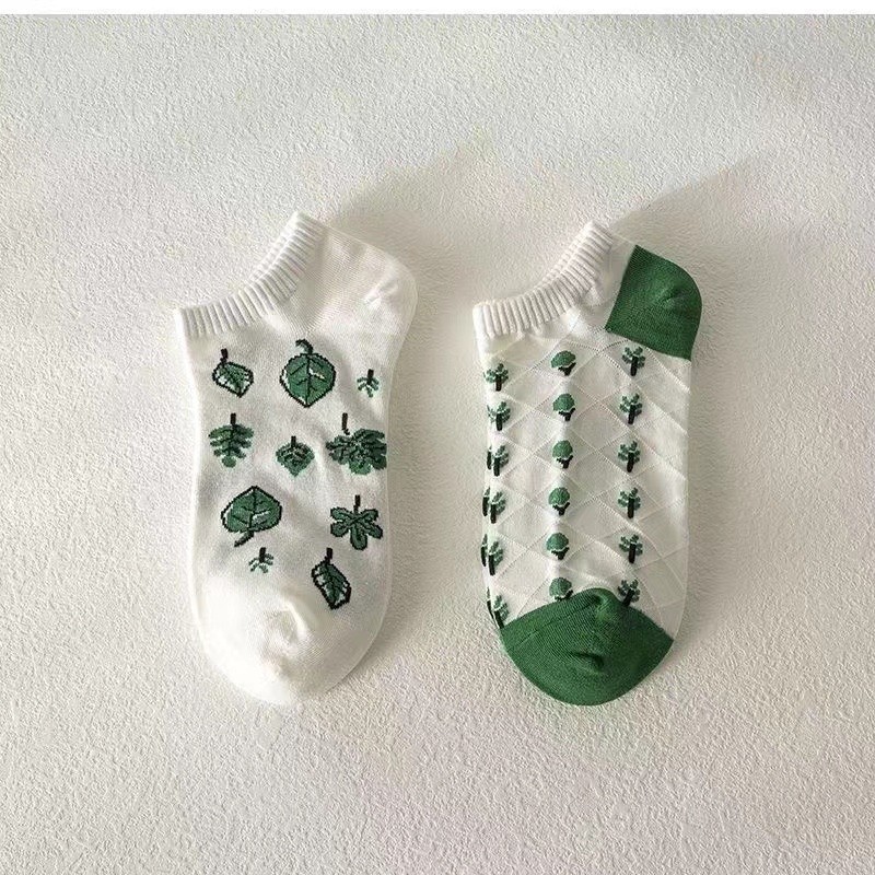 Kaos Kaki Wanita Motif Daun Daunan Hijau Kaos Kaki Gaya Jepang Import Online Shopping 780