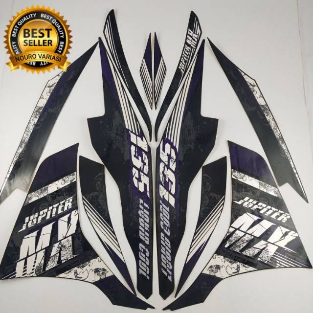 stiker striping motor yamaha Jupiter  mx new 135 2013 hitam ungu list body standar terbaik termurah