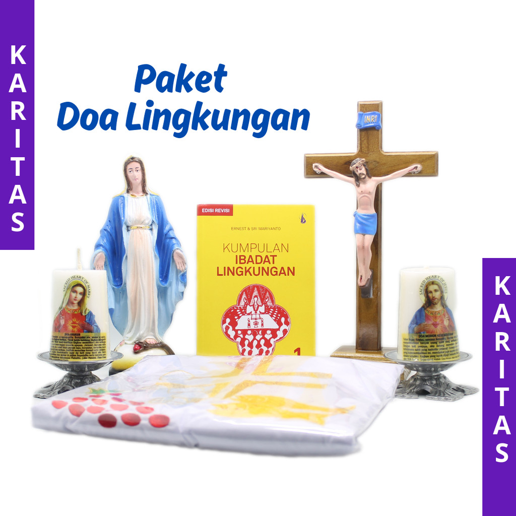 PAKET DOA LINGKUNGAN KATOLIK / SET DOA KATOLIK / / PATUNG BUNDA MARIA / SALIB DUDUK KATOLIK / SALIP