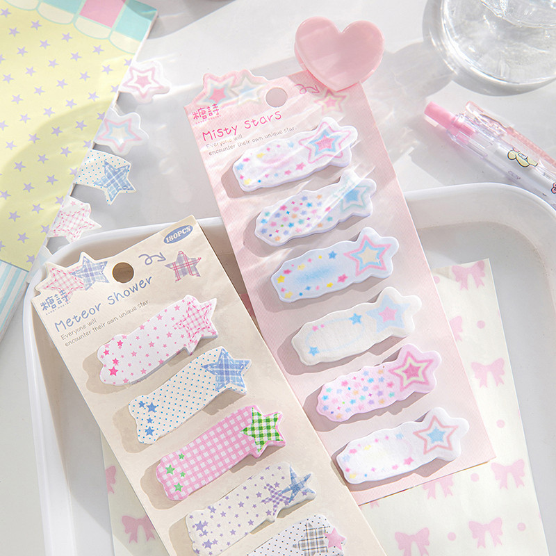 

180pcs Cute Stars Sticky Notes Page Markers Classify Files Flags Planner Stickers Index Tabs Kawaii Stationery Office Supplies