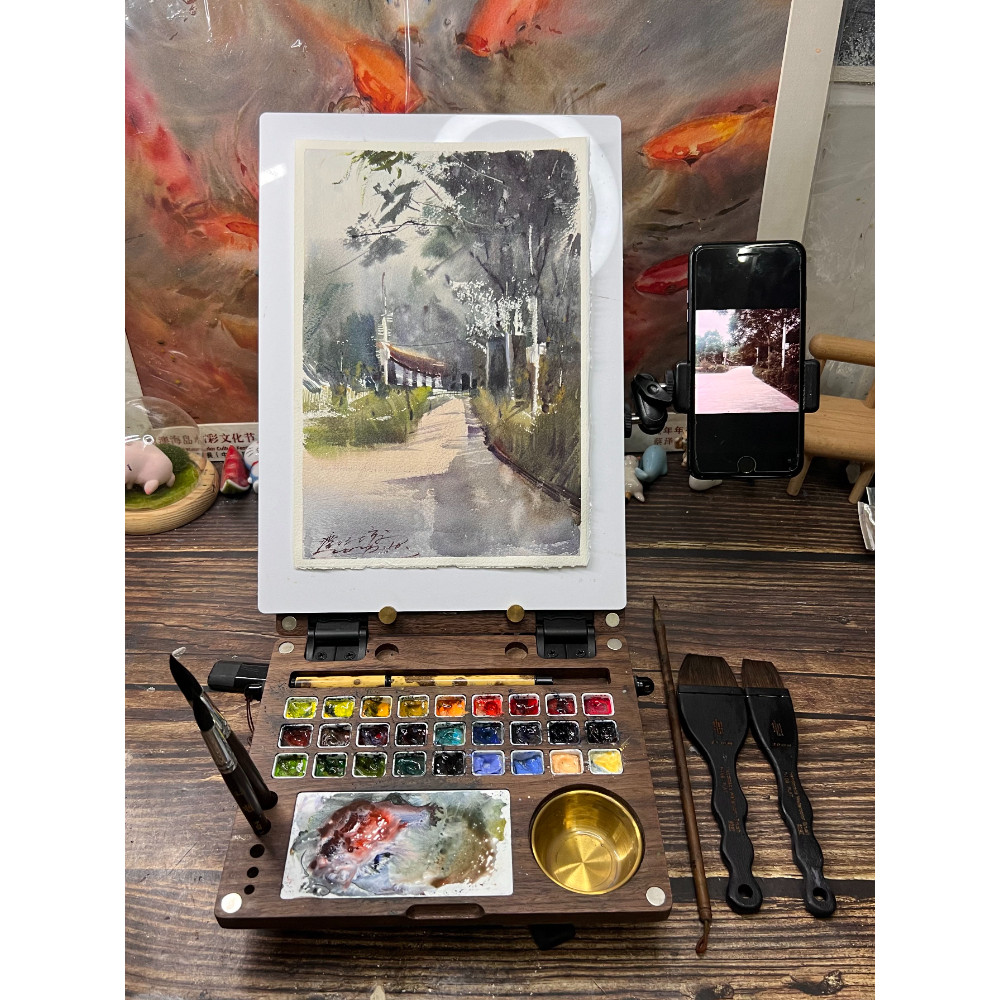 

Portable Travel Watercolor Painting Multi-functional Sketching Box Art Students Outdoor Sketching Watercolor Paint Palette Box