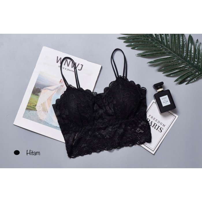 Brallete Renda Brokat Bra TankTop Kemben Renda - L, Cream