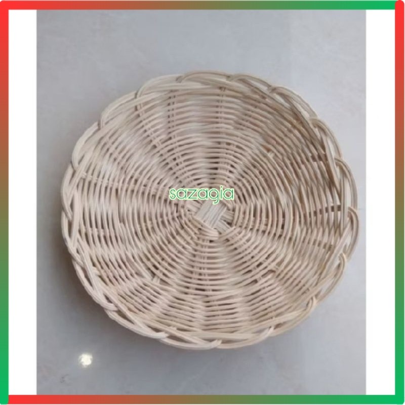 (SG) Piring Rotan Makan Saji Anyaman Asli Cirebon Warna Natural Kuat Awet Alami