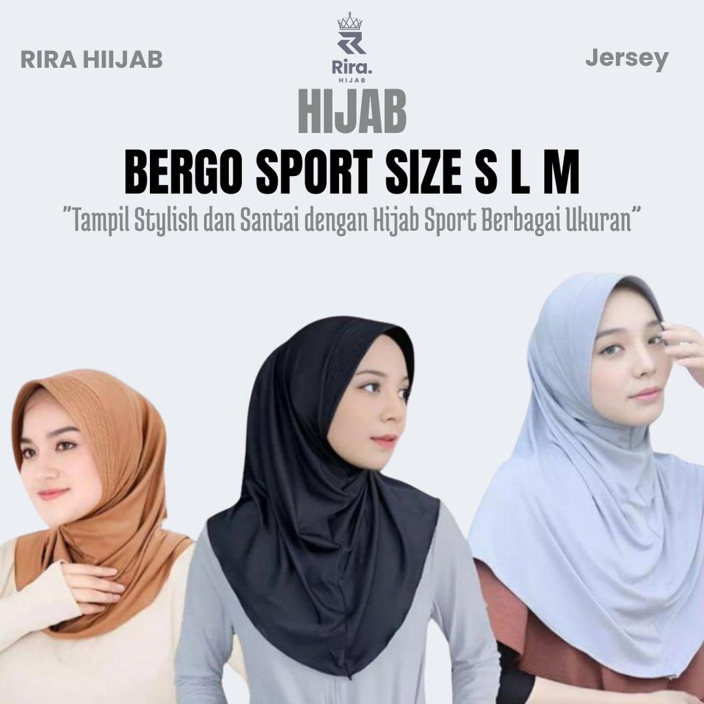 Jilbab Sport Bergo Hamidah Instan Nyaman - Ukuran S - Muslim, Kerudung, Spandex, Sekolah, Tebal, Spo