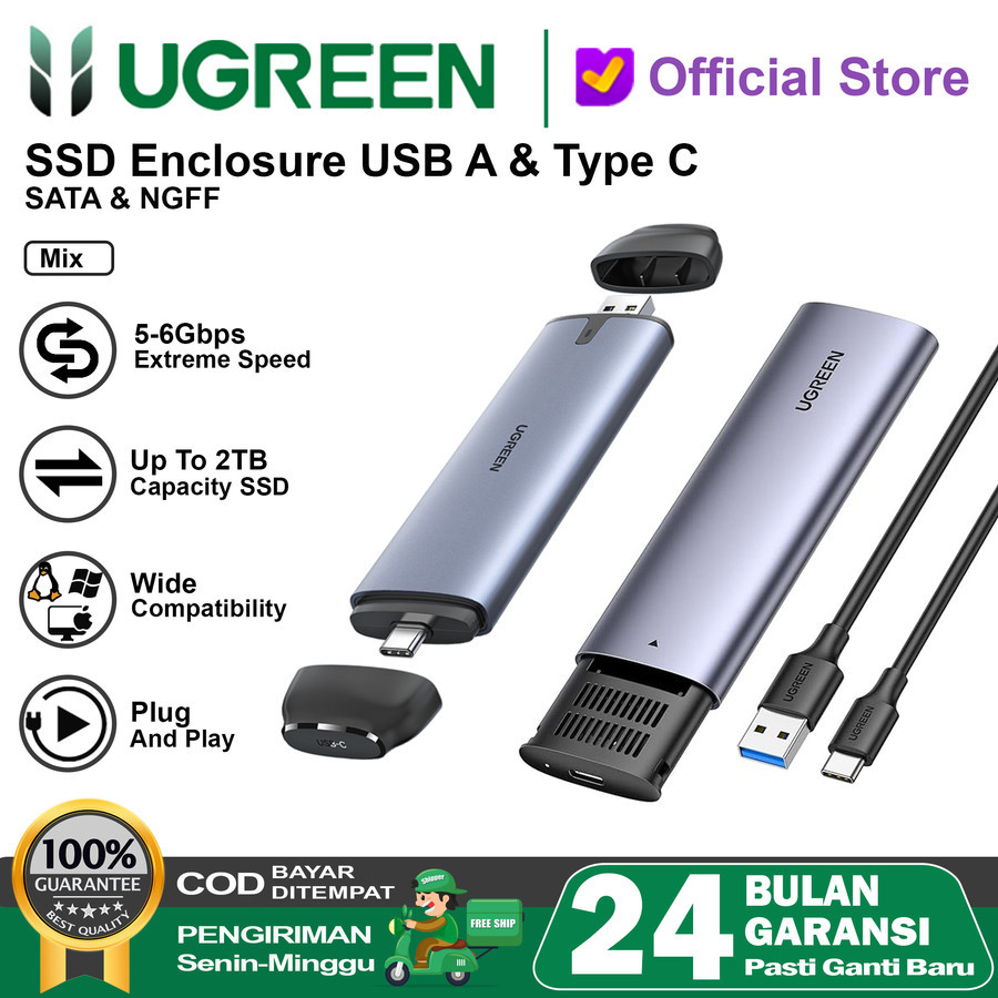 UGREEN Casing SSD M.2 Enclosure NGFF / SATA Slim Speed 5Gbps
