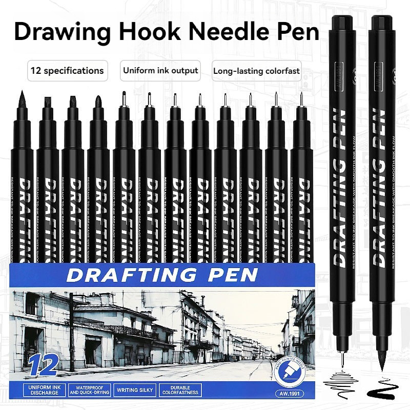 

6-12pcs Manga Markers Needle Pen Art Hand-painted Hook Line Pen Sketch Pens Stationery Set Art Supplies Art Sakura Pen New