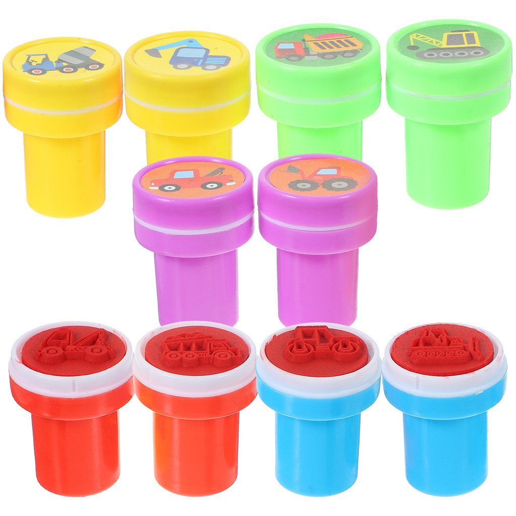 

10 Pcs Construction Truck Stamps Engineering Vehicle Toys Self Inking Stamp Plastic Stamps Kids Stamper Toy School Supplies