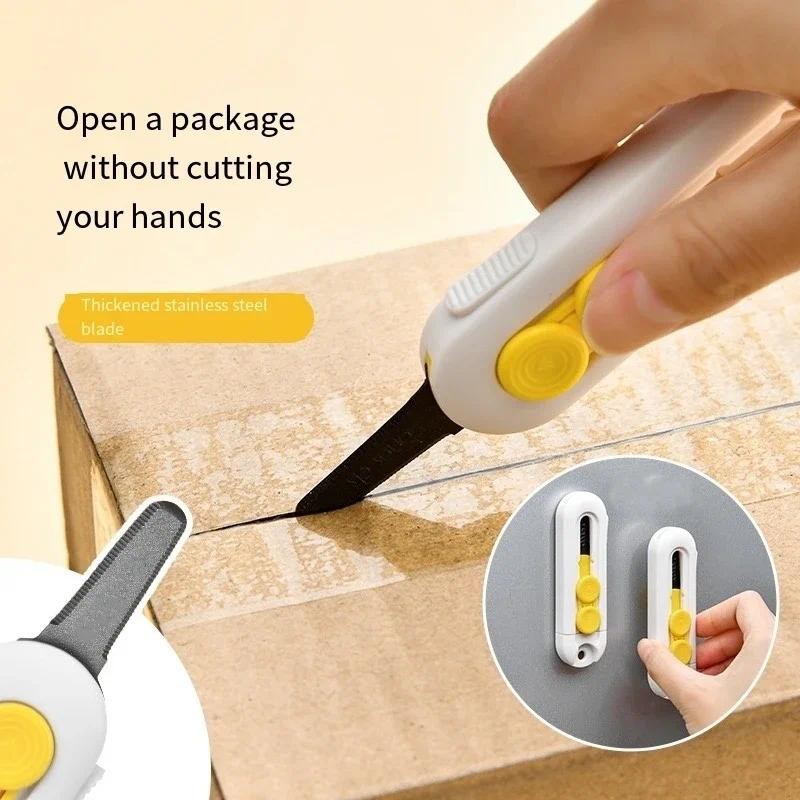 

1pc Magnetic Mini Box Cutter, Retractable Blade, Portable Letter Opener & Paper Cutter, Durable ABS Material