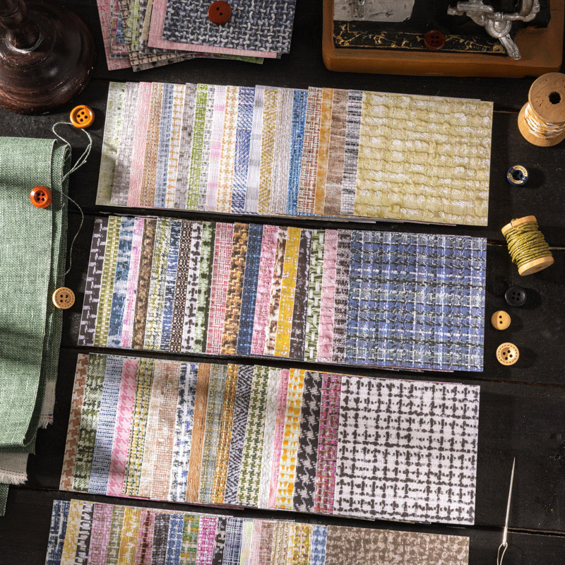 

Journal GO 20pcs Vintage Texture Weaving Material Paper Scrapbooking Collage Decor Junk Journal Aesthetics Background Paper