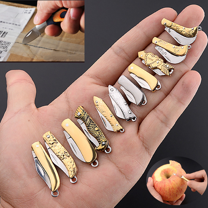 

Mini Pocket Knife Folding Unpacking Express Unpacking Small Knife Self-Defense Knife Keychain Pent Portable Knife Cutter Tool