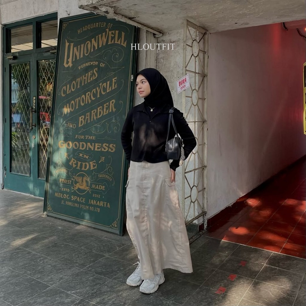 NANTARSHOP HL Highwaist Cargo Skirt- Rok Cargo Katun Korean Style Y2K (REALPICT)