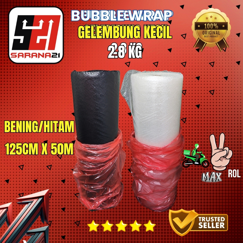

Bubble Wrap Gelembung Kecil 125cm x 50m | Plastik Pembungkus Barang Aman & Tebal 2.8Kg