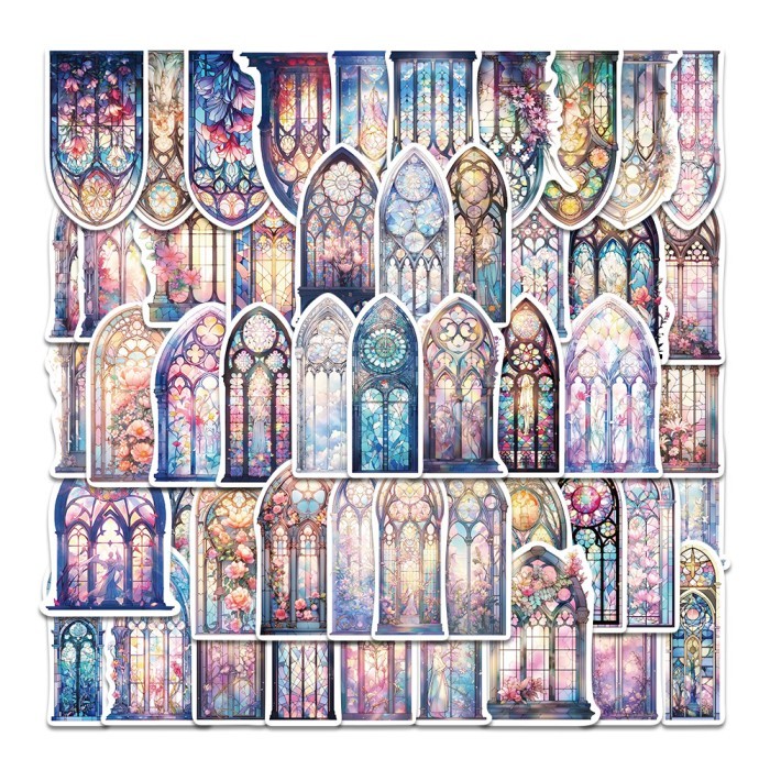 

stiker sticker waterproof 50 pcs jendela stained glass