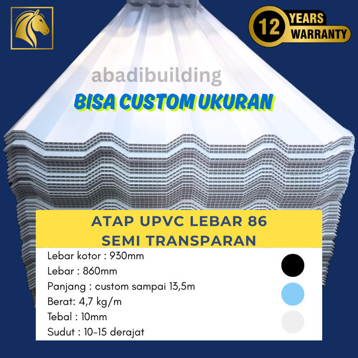 Atap UPVC Double Layer Semi Transparan / Transluscent Masuk Cahaya Lebar 86cm Golden - Bukan Alderon