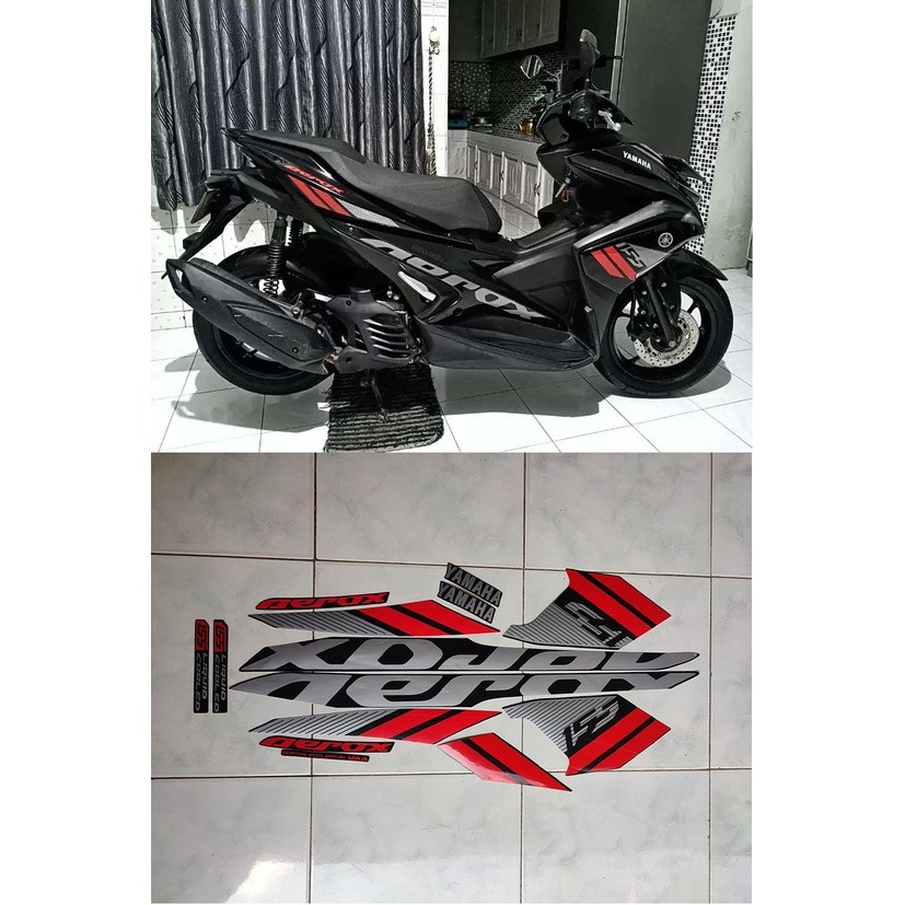 Stiker striping lis body motor aerox 155 tahun 2017 hitam full body
