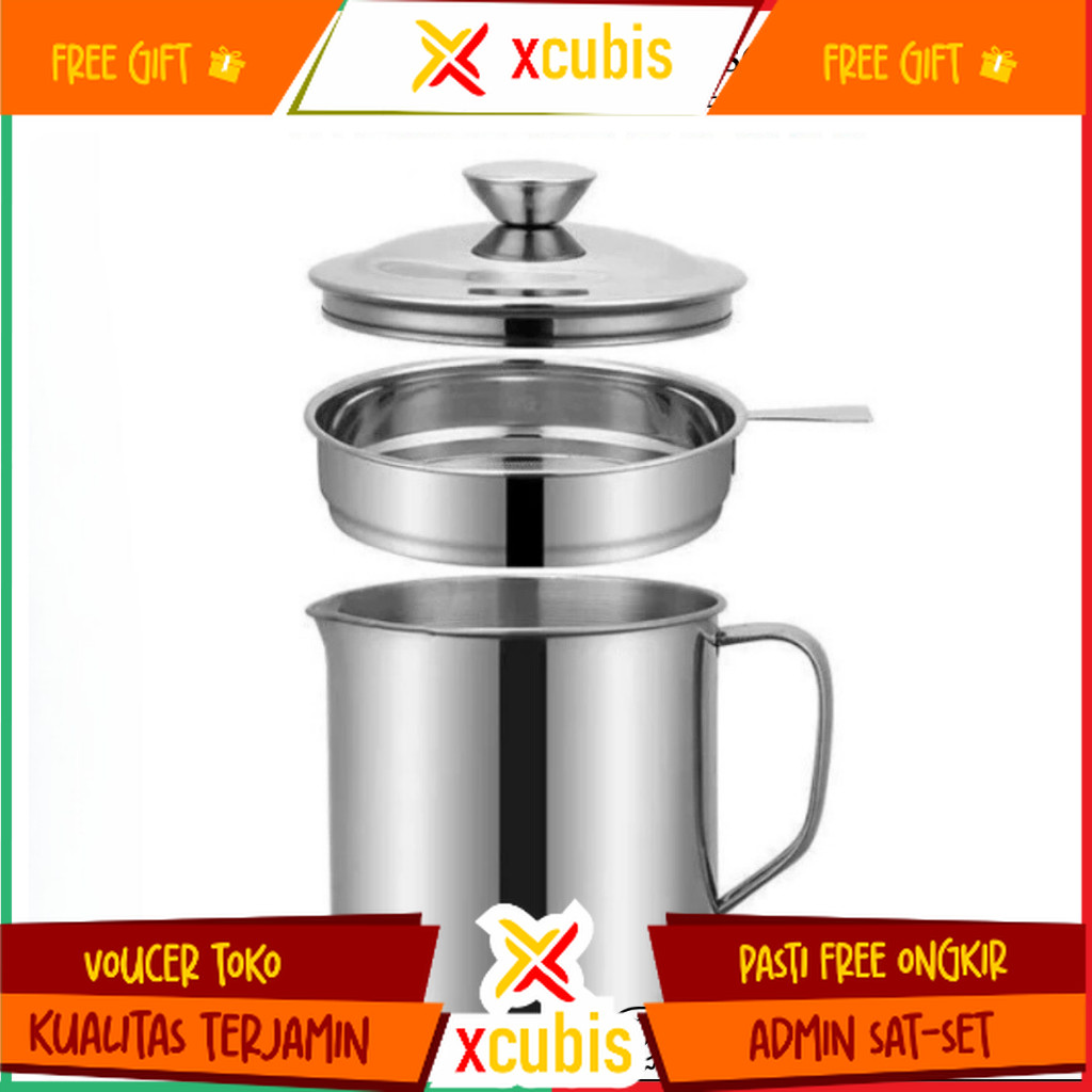 Gelas Saringan Minyak Oil Pot Stainless
